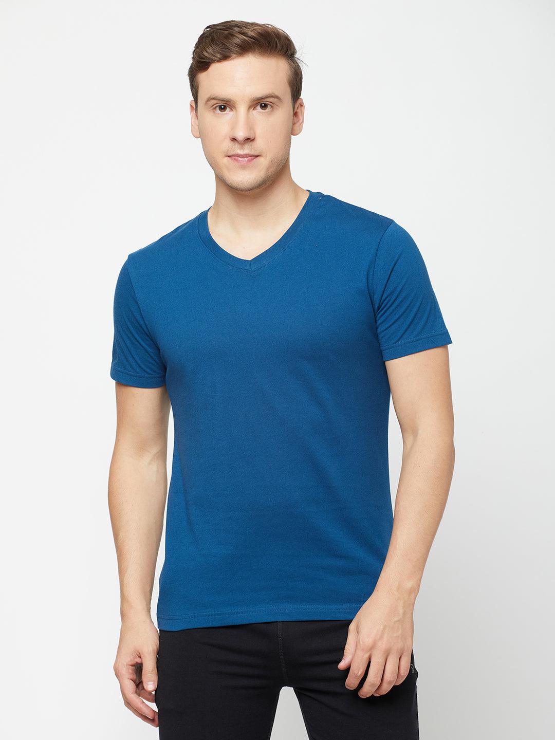 Sporto Men's Slim fit V Neck T-Shirt - Denim Navy