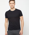 Sporto Men's Round Neck Solid Cotton Tee - Black
