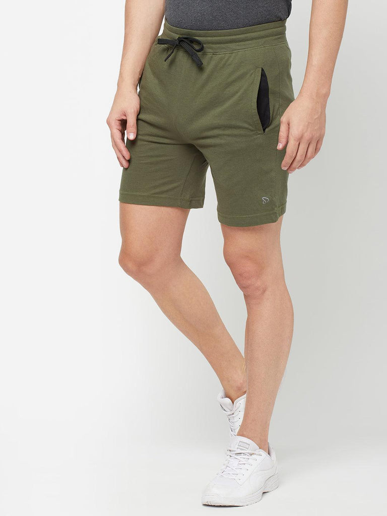 Sporto Men's Solid Lounge Shorts Olive