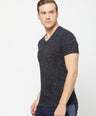 Sporto Men's Slim fit V Neck T-Shirt - Black With Flakes
