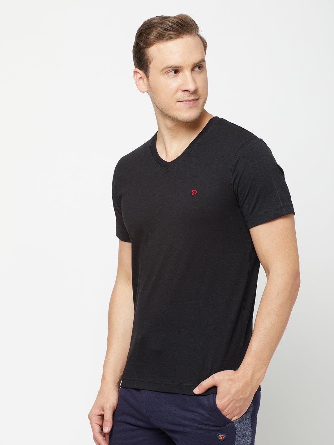 Sporto Men's V Neck T-Shirt - Pack of 2 [Black & White]