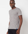 Sporto Men's Round Neck Cotton Tee - Grey with Flakes