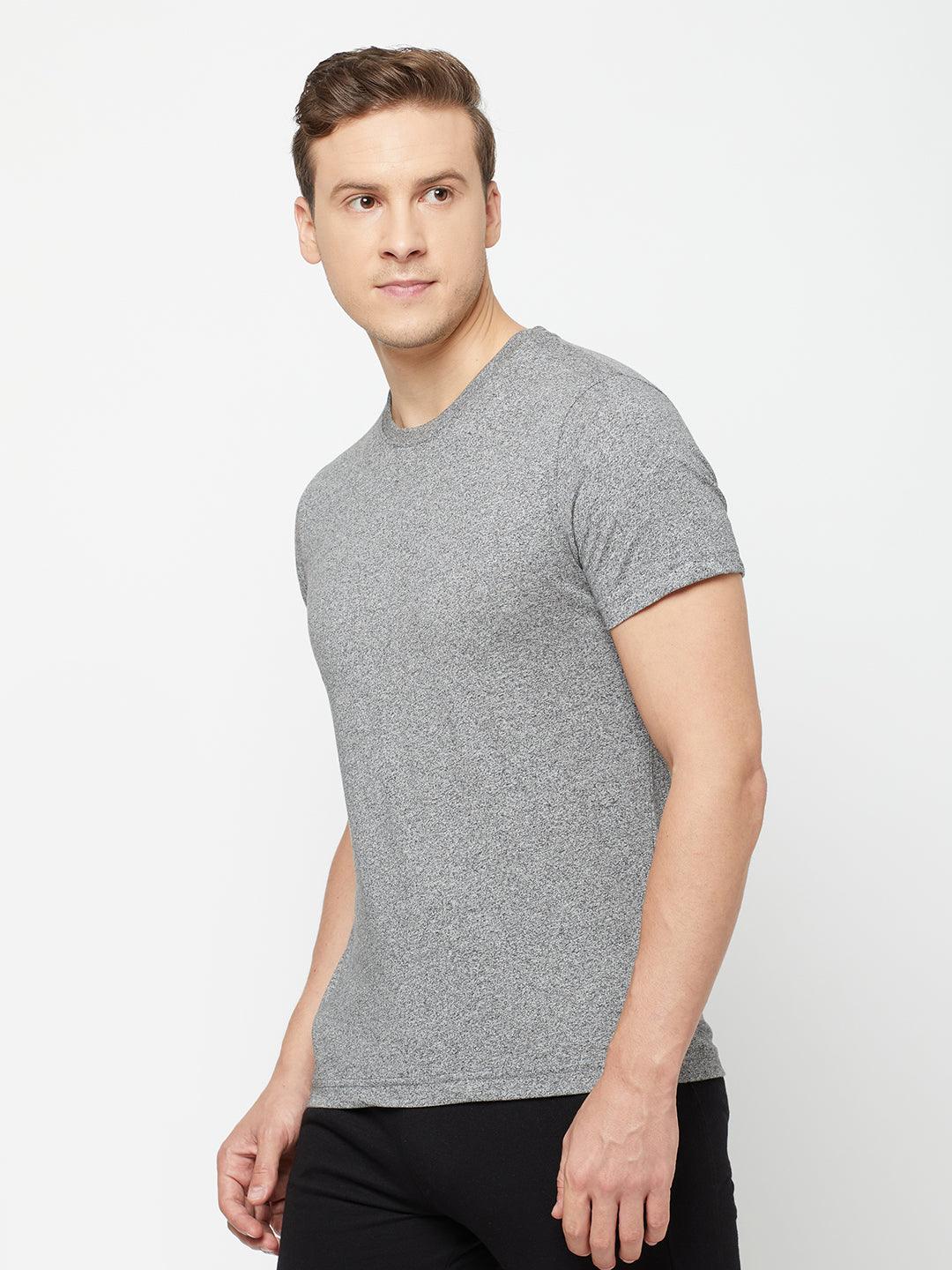 Sporto Men's Round Neck Cotton Tee - Grey Jaspe