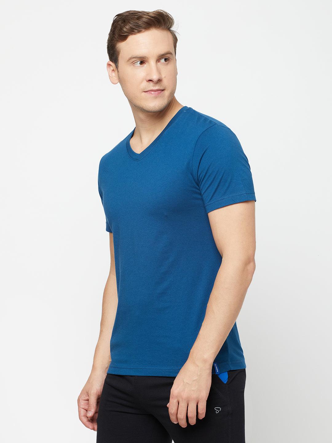 Sporto Men's Slim fit V Neck T-Shirt - Denim Navy
