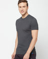 Sporto Men's Round Neck Cotton Tee - Anthra Melange