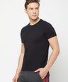 Sporto Men's Round Neck Solid Cotton Tee - Black