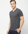 Sporto Men's V Neck T-Shirt - Pack of 2 [Grey & Anthra]