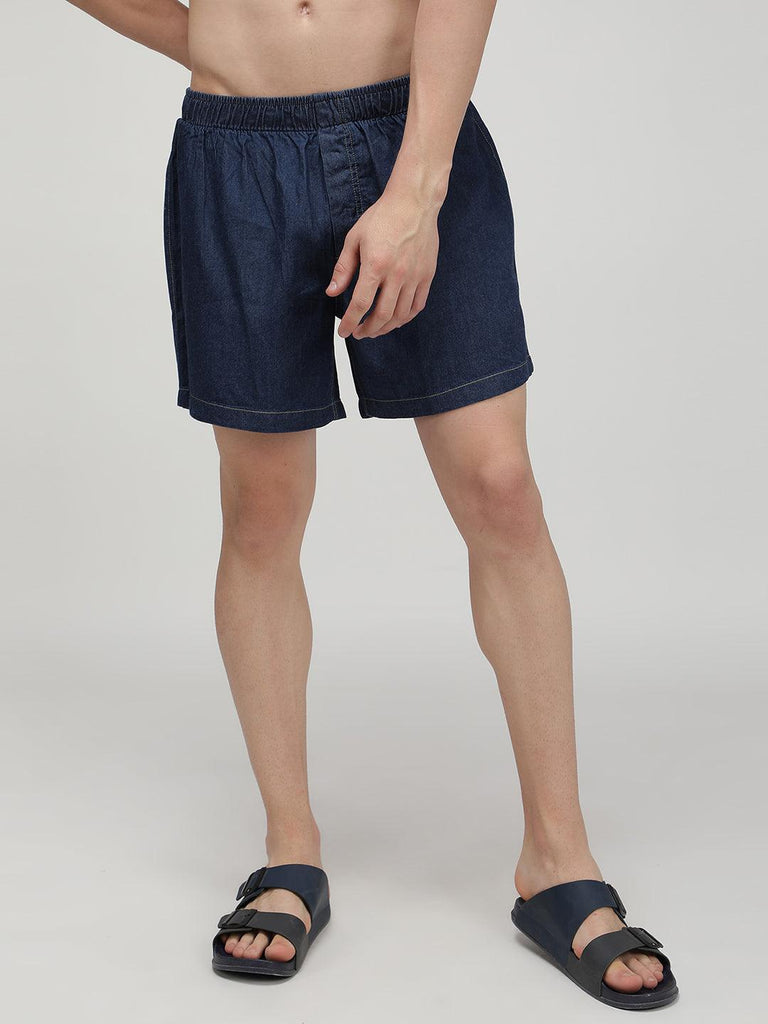 Sporto Men's Cotton Solid Denim Boxer/Shorts