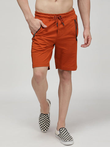 Sporto Men's Cotton Brown Bermuda Shorts with Contrast Piping