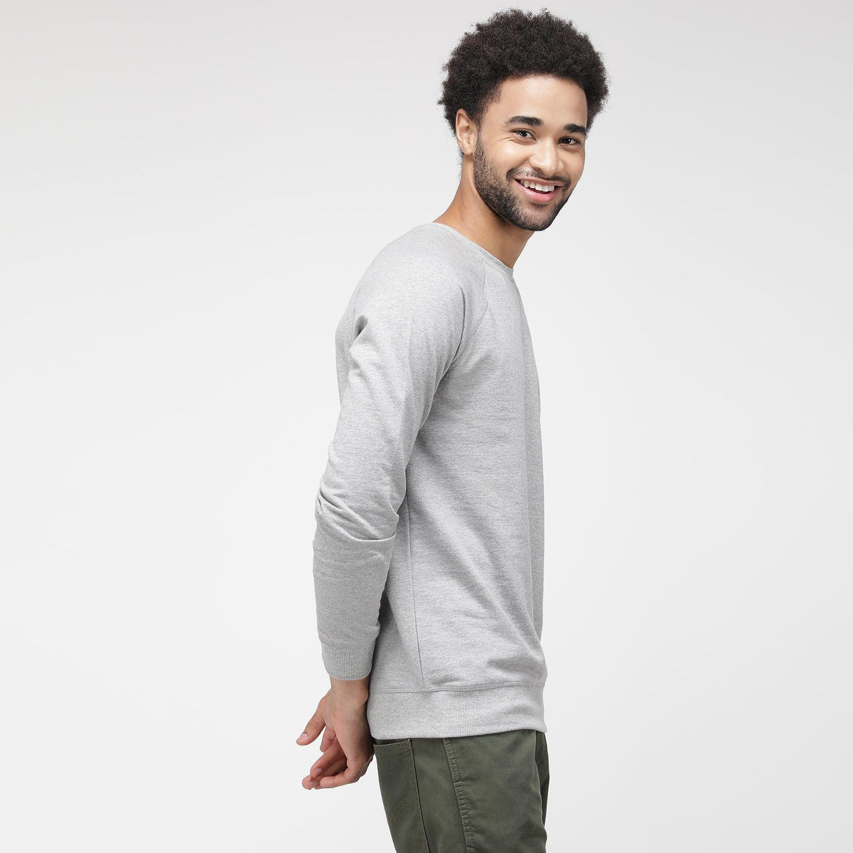 Sporto Men's Solid Sweatshirts - Grey Melange