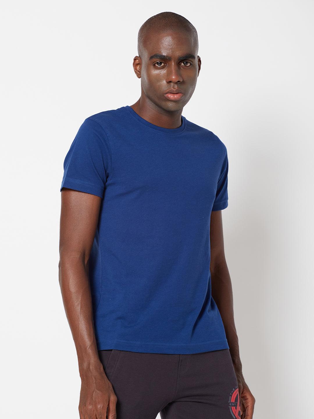 Sporto Men's Round Neck Cotton Tee - Denim Navy