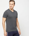 Sporto Men's Slim fit V Neck T-Shirt - Anthra Melange