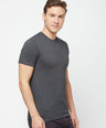Sporto Men's Round Neck Cotton Tee - Anthra Melange
