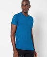 Sporto Men's Round Neck Cotton Tee - Blue Jaspe