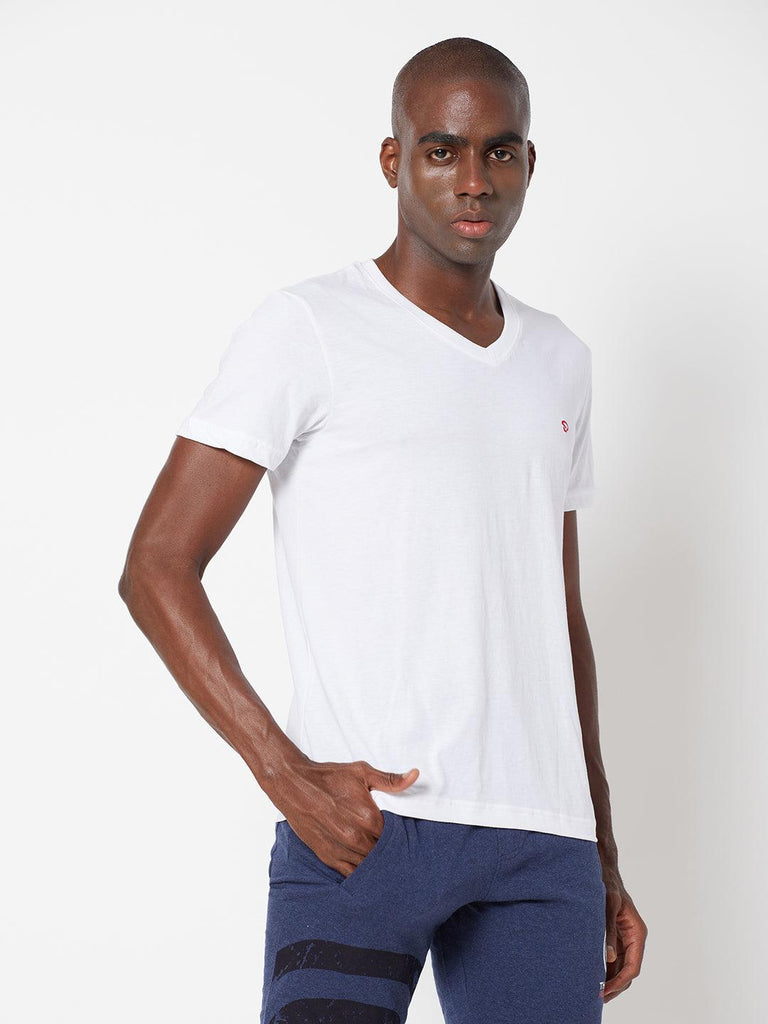Sporto Men's Slim fit V Neck T-Shirt - White