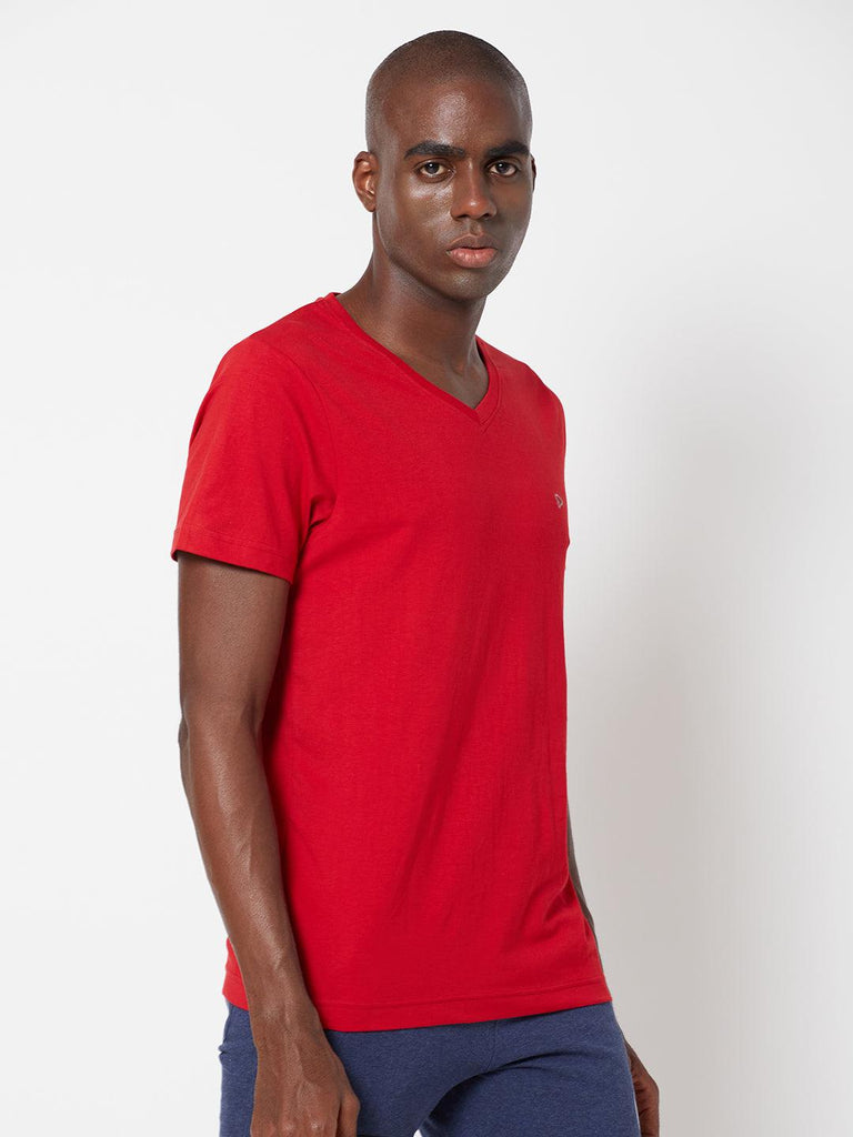 Sporto Men's Solid Cotton Rich T-Shirt Pure Red