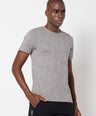 Sporto Men's Round Neck Cotton Tee - Grey with Flakes
