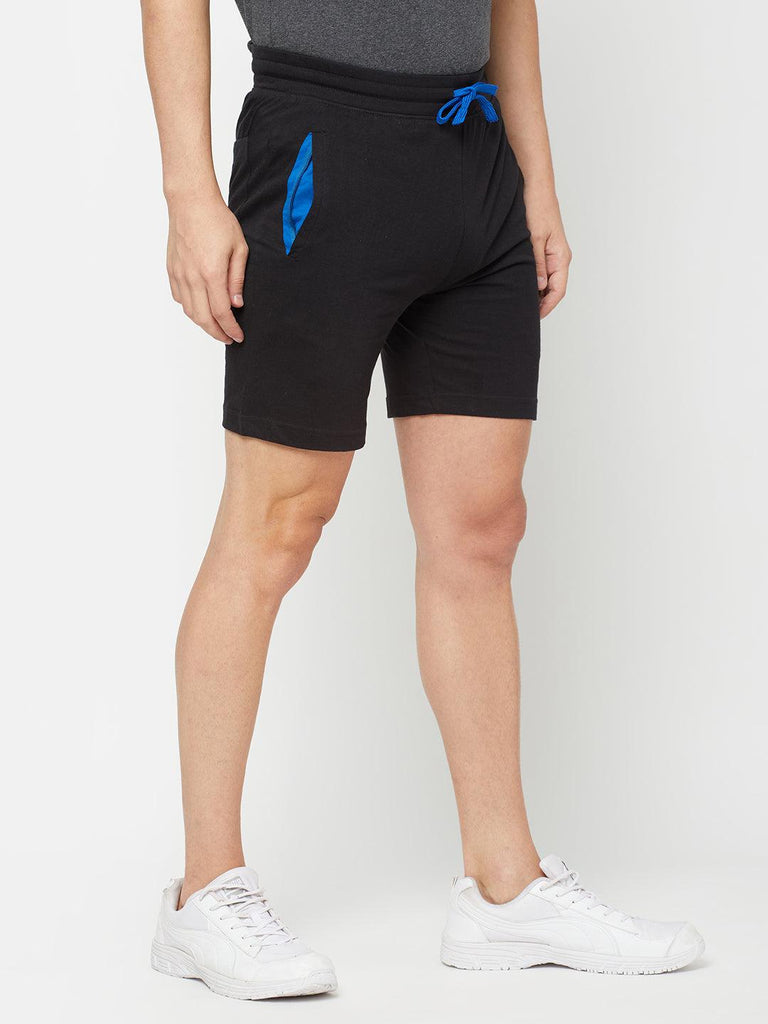 Sporto Men's Solid Lounge Shorts Petrol Blue/ Black