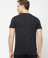 Sporto Men's Round Neck Cotton Tee - Black with Flakes
