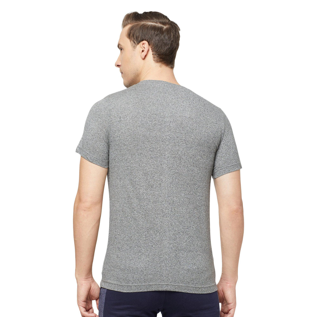 Sporto Men's Slim fit V Neck T-Shirt - Grey Jaspe