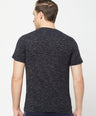 Sporto Men's Slim fit V Neck T-Shirt - Black With Flakes