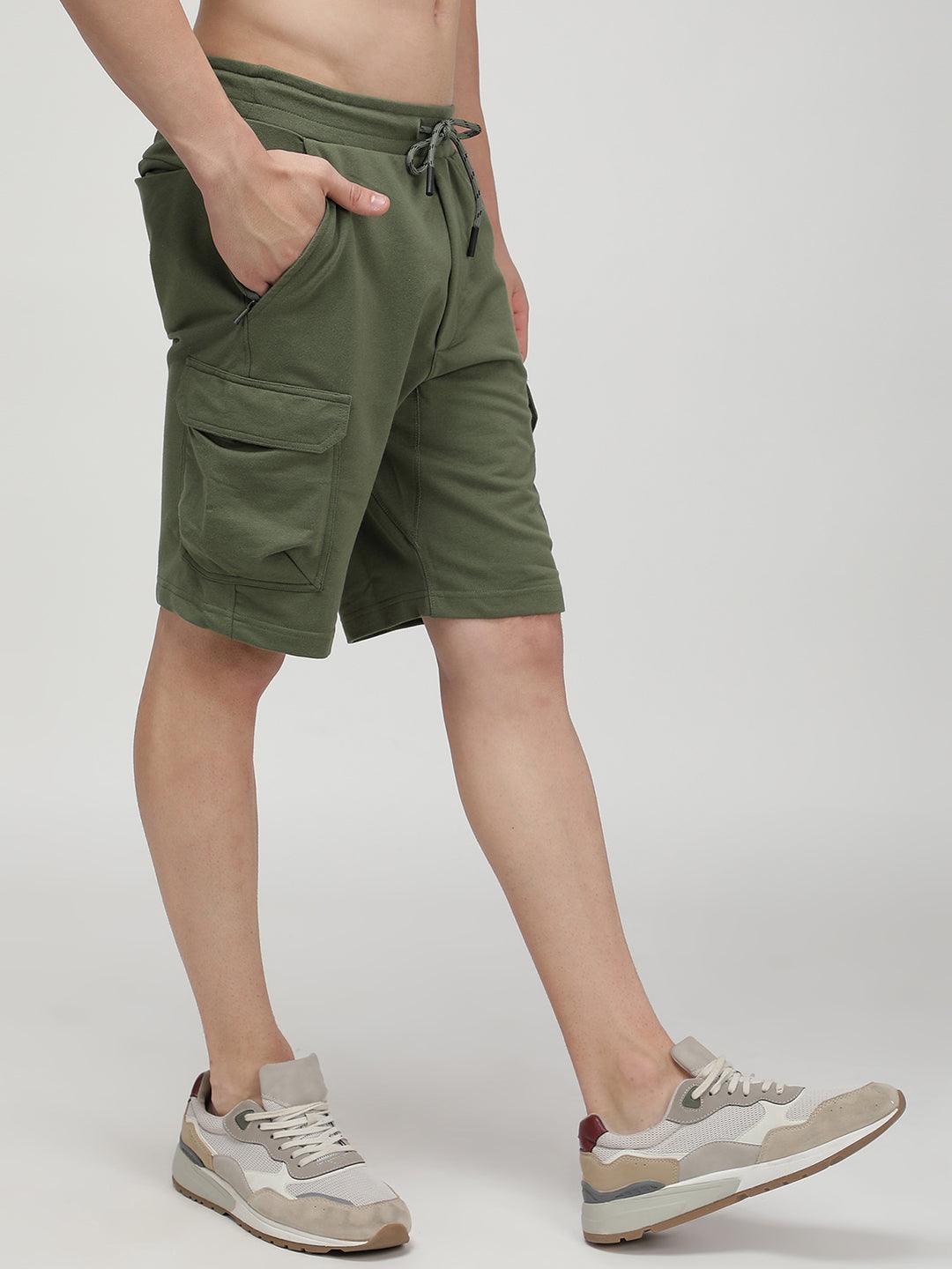 Sporto Men's Cotton Bermuda Shorts with 6 Pocket - Green