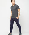 Sporto Men's Slim fit V Neck T-Shirt - Anthra Melange