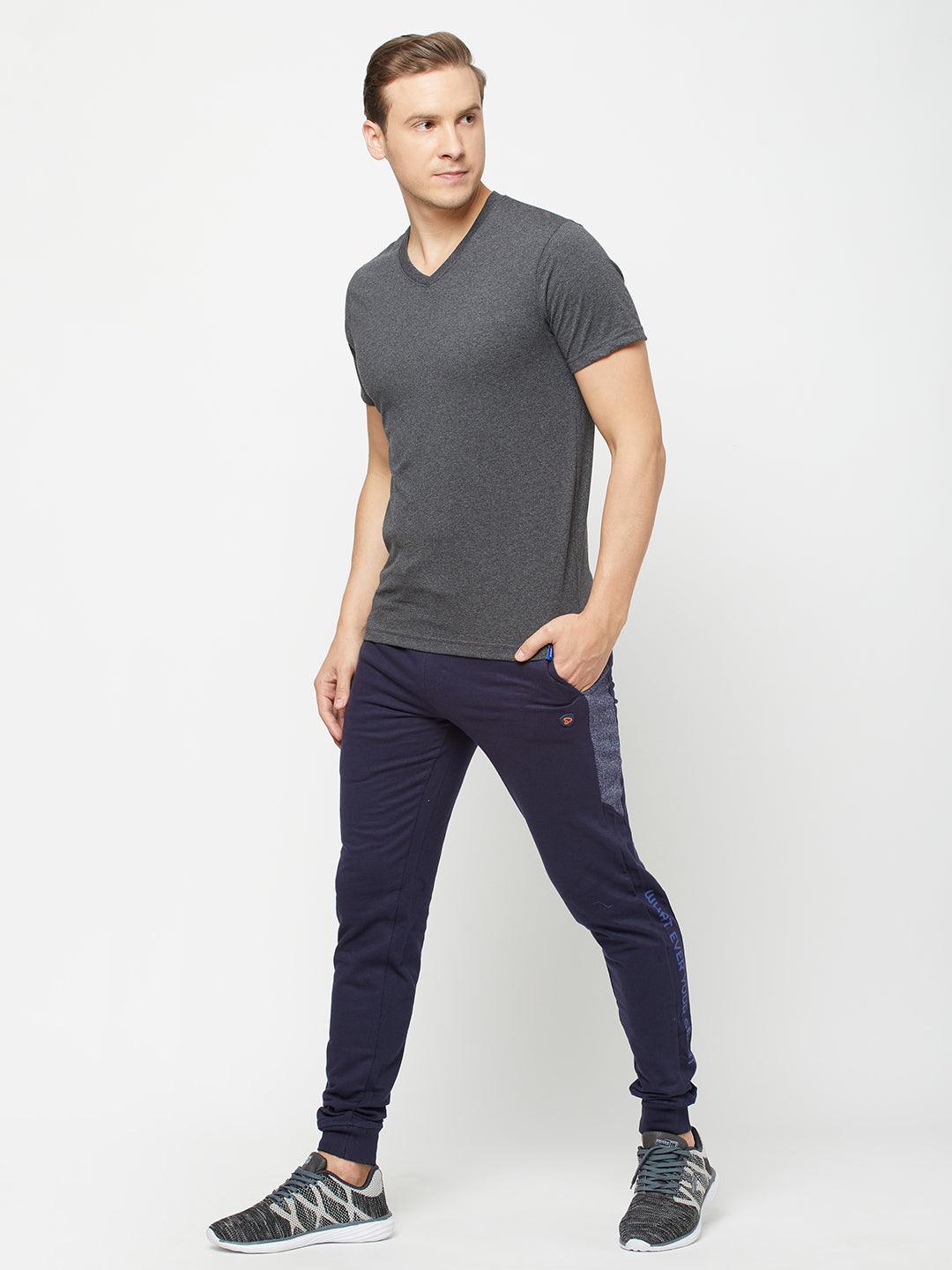 Sporto Men's Slim fit V Neck T-Shirt - Anthra Melange