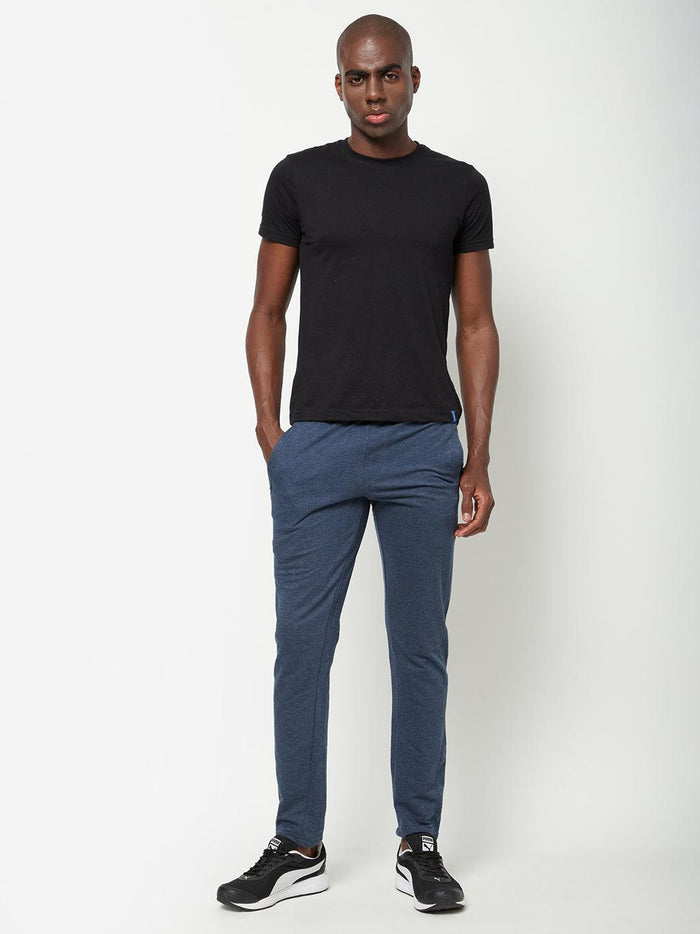 Sporto Men's Blue Melange Terry knit Track pant