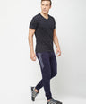 Sporto Men's Slim fit V Neck T-Shirt - Black With Flakes