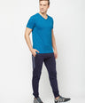 Sporto Men's V Neck T-Shirt - Pack of 2 [Sapphire Blue & Ocean Weave]