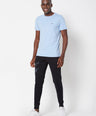 Sporto Men's Round Neck Cotton Tee - Light Iris Blue
