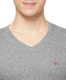 Sporto Men's Slim fit V Neck T-Shirt - Grey Jaspe