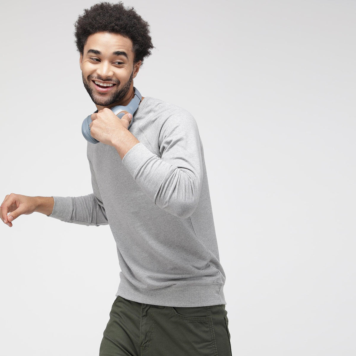 Sporto Men's Solid Sweatshirts - Grey Melange