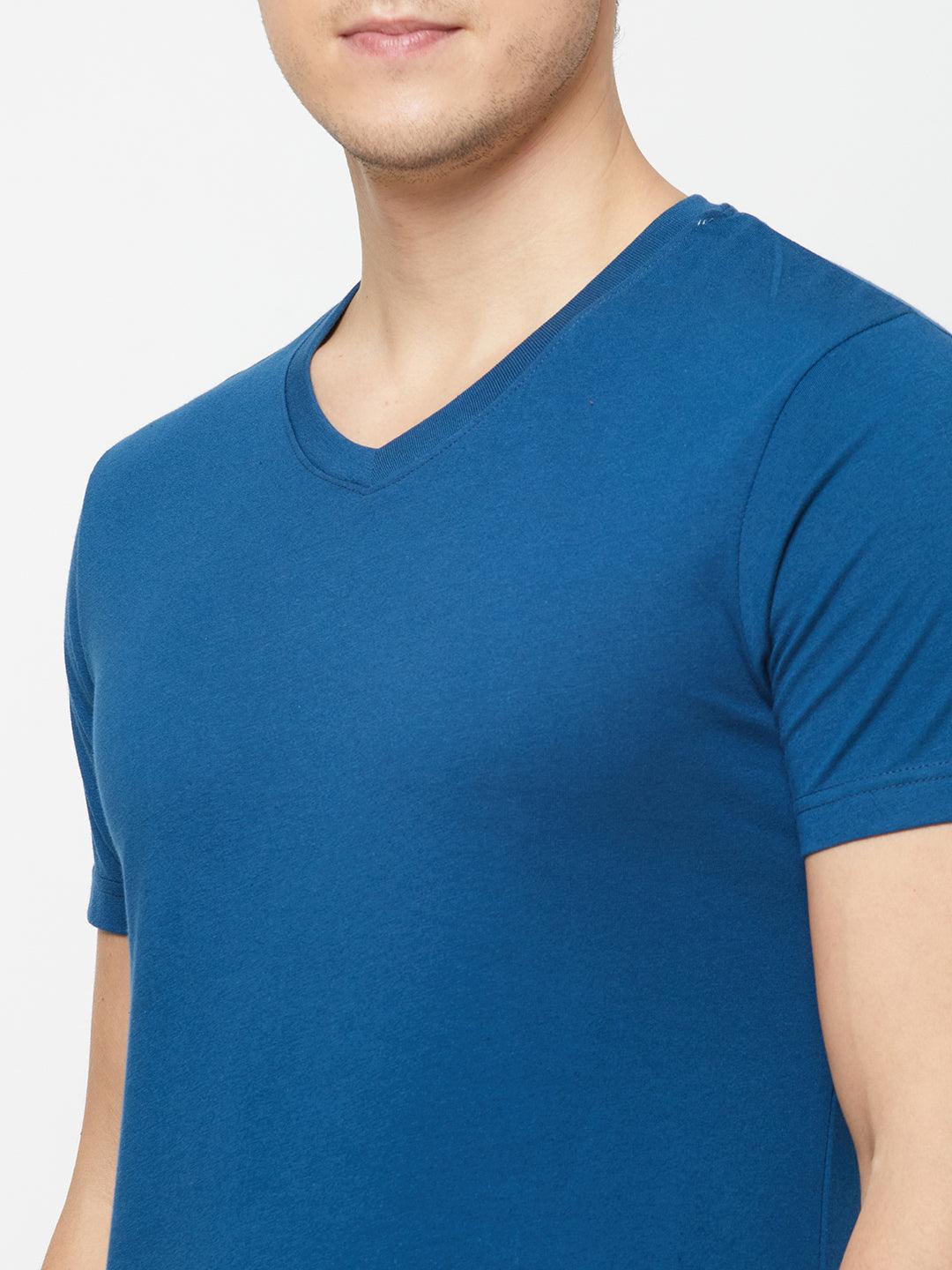 Sporto Men's Slim fit V Neck T-Shirt - Denim Navy