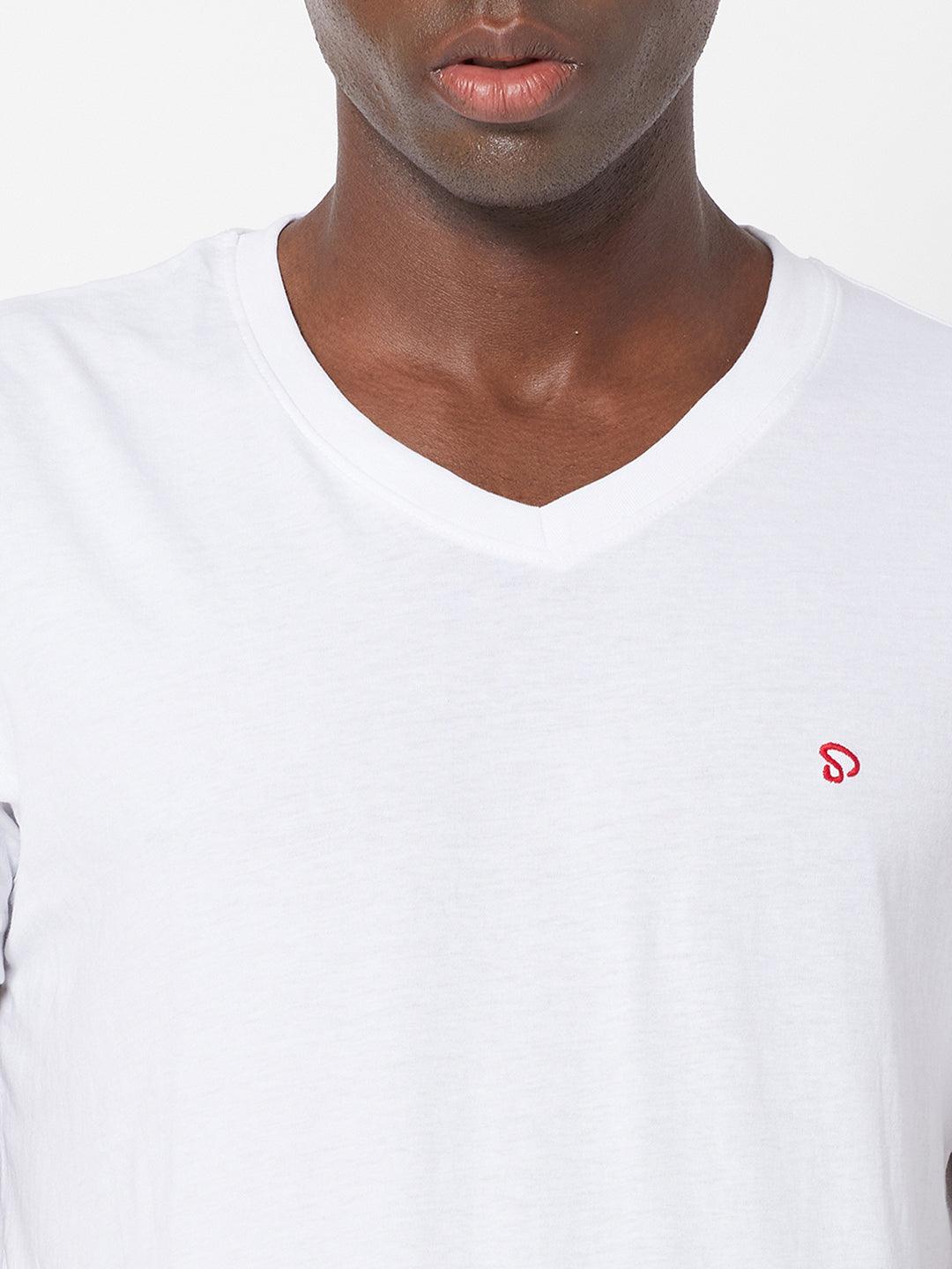 Sporto Men's Slim fit V Neck T-Shirt - White