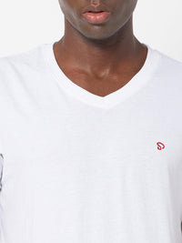 Sporto Men's Slim fit V Neck T-Shirt - White