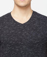 Sporto Men's Slim fit V Neck T-Shirt - Black With Flakes