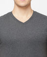 Sporto Men's Slim fit V Neck T-Shirt - Anthra Melange