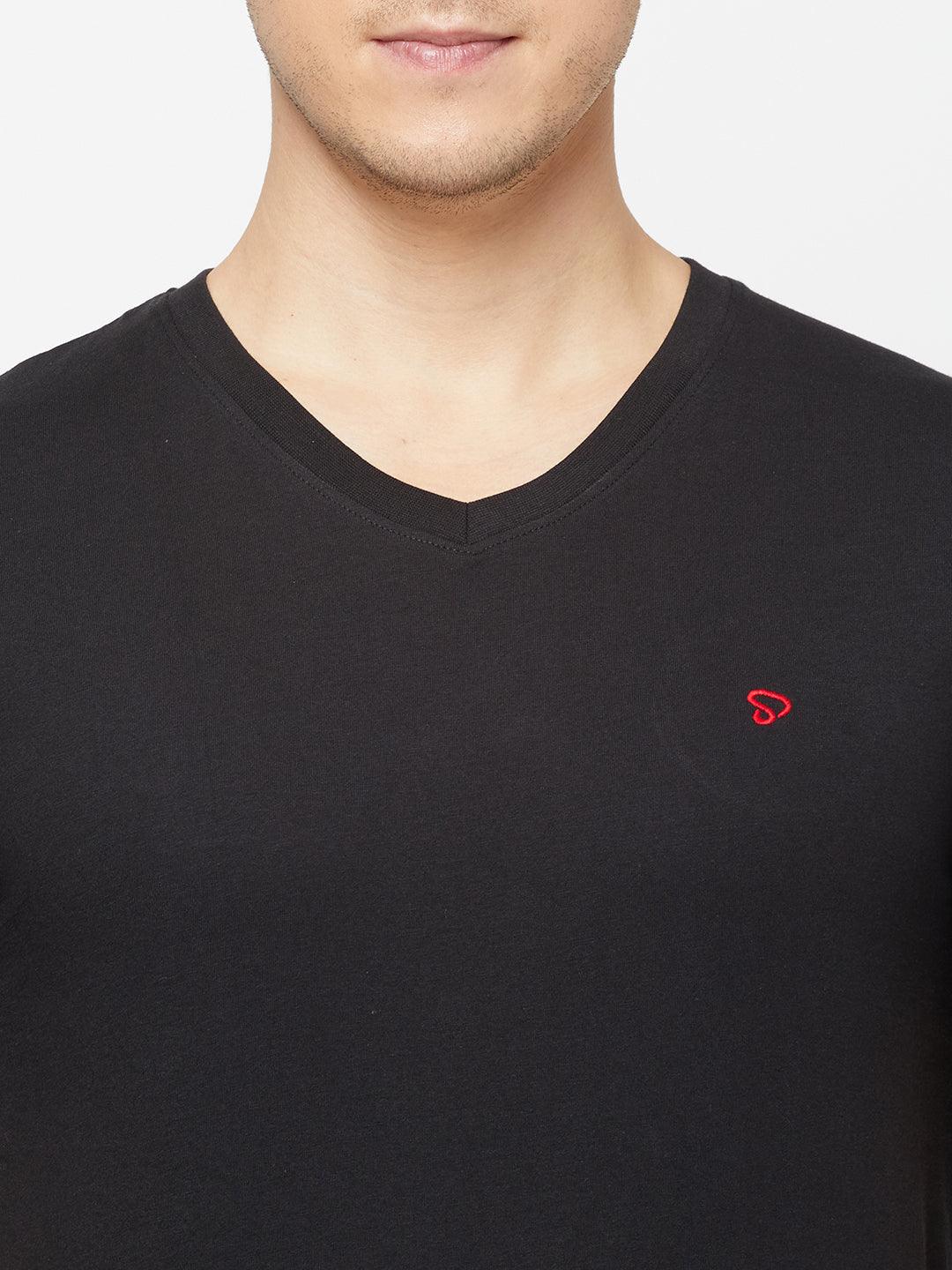 Sporto Men's V Neck T-Shirt - Pack of 2 [Black & White]