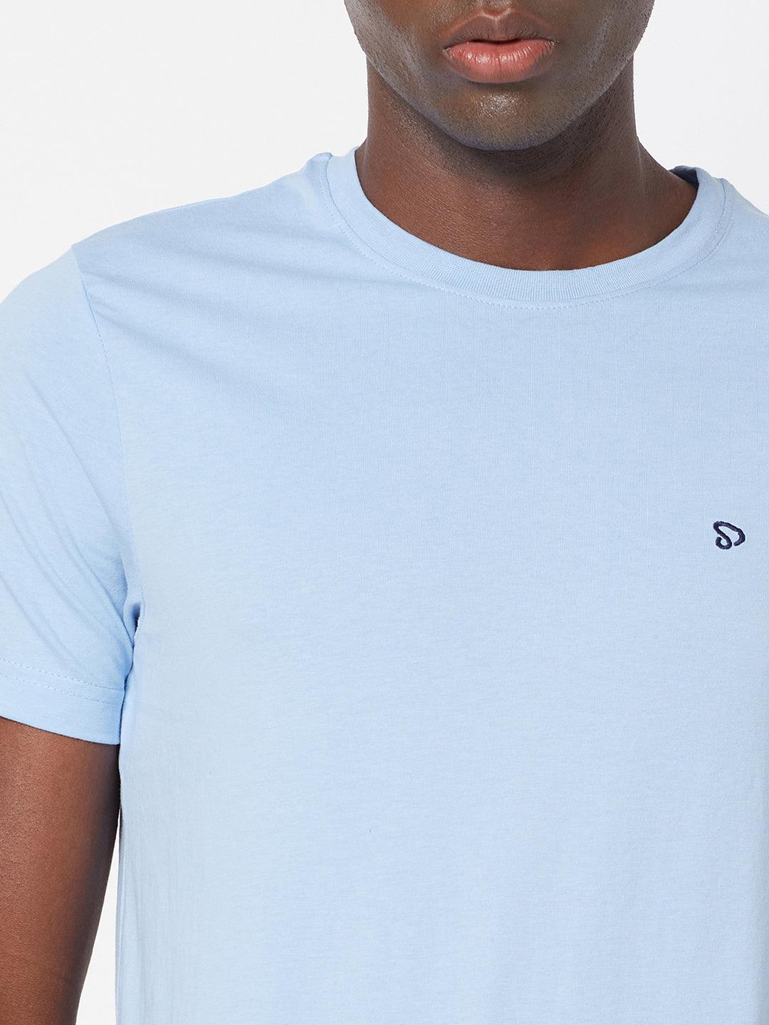 Sporto Men's Round Neck Cotton Tee - Light Iris Blue