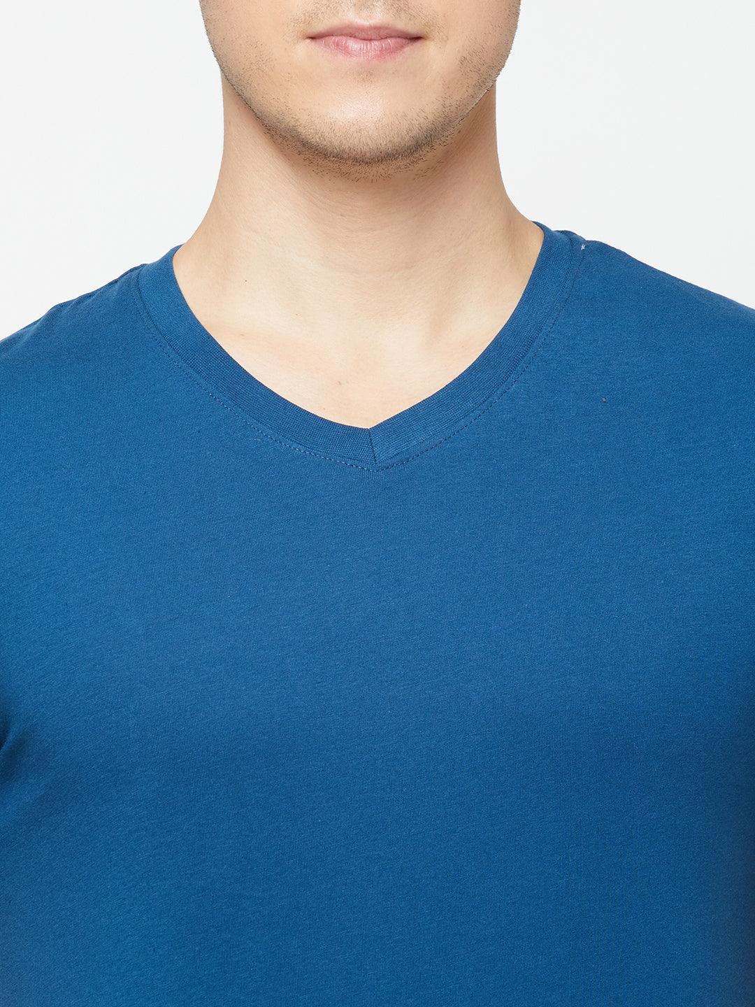 Sporto Men's Slim fit V Neck T-Shirt - Denim Navy
