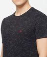 Sporto Men's Round Neck Cotton T-shirt Pack of 2 - Black & Black Flakes