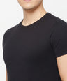 Sporto Men's Round Neck Solid Cotton Tee - Black