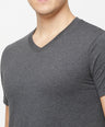 Sporto Men's Slim fit V Neck T-Shirt - Anthra Melange