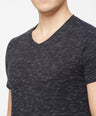 Sporto Men's Slim fit V Neck T-Shirt - Black With Flakes