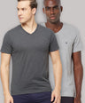 Sporto Men's V Neck T-Shirt - Pack of 2 [Grey & Anthra]