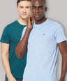 Sporto Men's Round Neck Cotton Rich, Solid Colour T-shirt Pack of 2