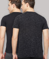 Sporto Men's Round Neck Cotton T-shirt Pack of 2 - Black & Black Flakes
