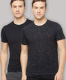 Sporto Men's Round Neck Cotton T-shirt Pack of 2 - Black & Black Flakes